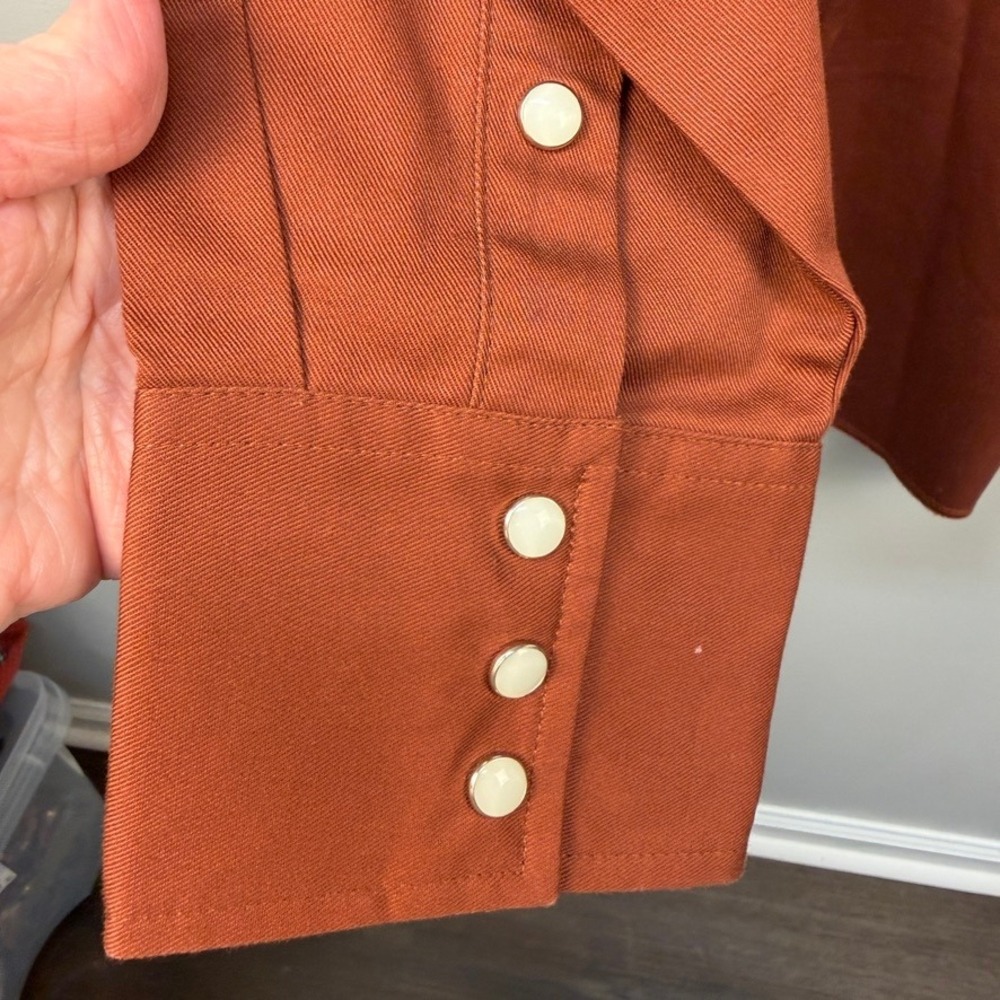 Wrangler Mens 3X Big Western Snap Western Shirt Rust Orange Cotton Twill MS1037E - Picture 6 of 16